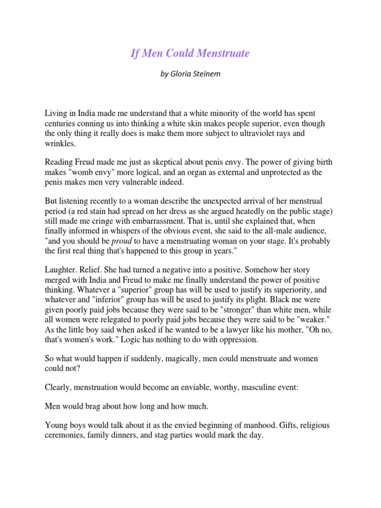 gloria steinem essay wonder woman if guys had periods buzzfeed